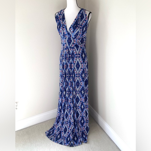 NWT Lemon Tart Shania Stitch Fix v-neck maxi dress abstract print Size XL - Picture 5 of 11